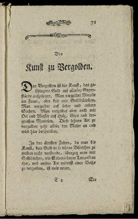 Die Kunst zu Vergolden.