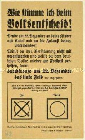 Aufruf des Landesausschusses Sachsen für das Deutsche Volksbegehren zur Abstimmung beim Volksentscheid gegen den Young-Plan 1929