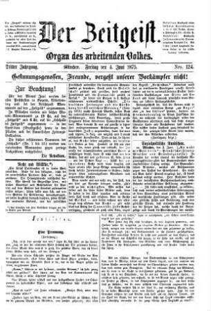 Der Zeitgeist : Organ für das arbeitende Volk. 1875 = Jg. 3, 6 - 12