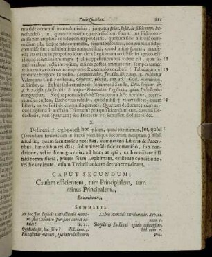 Caput Secundum. Causam efficientem, tum Principialem, tum minus Principalem.