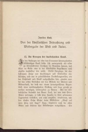 Zweites Buch. Von der künstlerischen Betrachtung und Wiedergabe der Welt und Natur.