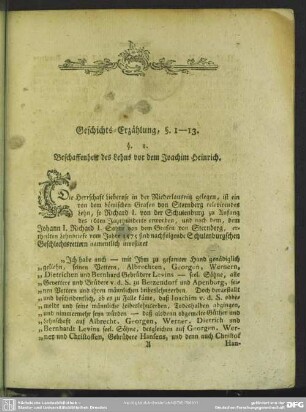 [I.] Geschichts-Erzählung, §. 1 - 13
