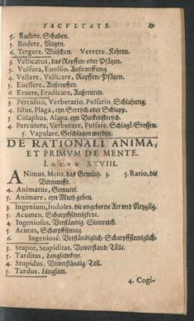 De Rationali Anima, Et Primum De Mente. Locus XXVIII.