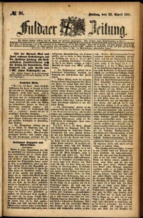 Ausgabe vom Freitag, den 22. April 1881.