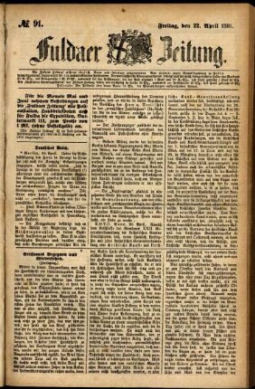 Ausgabe vom Freitag, den 22. April 1881.