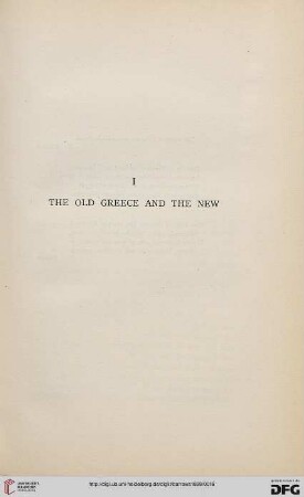 I: The Old Greece and the New