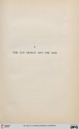 I: The Old Greece and the New