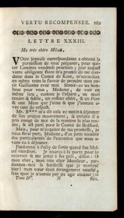 Lettre XXXIII. Ma très chère Miladi, ...