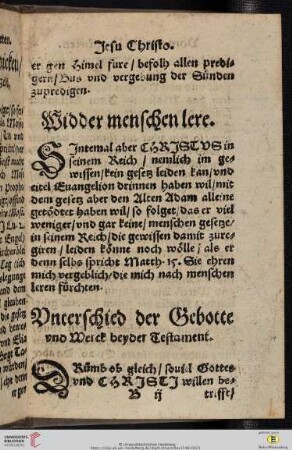Vnterschied der Gebotte vnd Werck beyder Testament