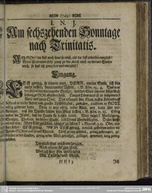 Am sechszehenden Sonntage nach Trinitatis