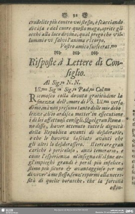 Risposte à Lettere die Consiglio
