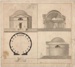 Voit, Johann Michael; Synagoge - Grundriss, Ansichten, Querschnitt