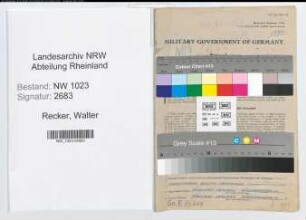 Entnazifizierung Walter Recker , geb. 16.07.1908 (Studienrat)