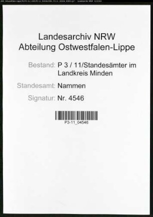 Sterberegister Standesamt Nammen