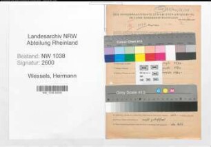 Entnazifizierung Hermann Wessels , geb. 19.09.1889 (Lehrer)