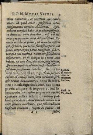 Epistola R.P.N. Generalis Mvtii Viteleschi ad Patres & Fratres Societatis : [Romae 2. Januarij, 1617]