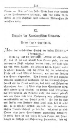 IX. Annalen der Hamburgischen Litteratur.