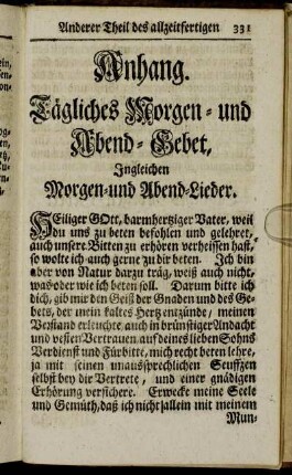 Anhang. Tägliches Morgen- und Abend-Gebet, [...].