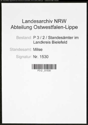 Sterberegister Standesamt Milse