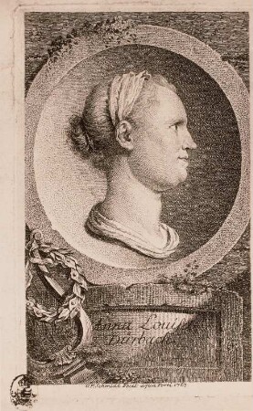 Medaillonbildnis der Dichterin Anna Luise Karsch (Karschin), geb. Dürbach im Profil