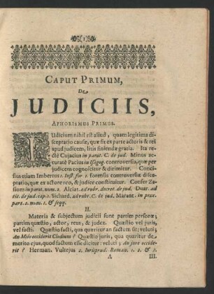Caput Primum, De Judiciis, Aphorismus Primus.