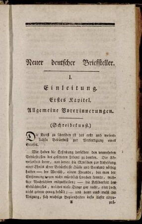 Erstes Kapitel. Allgemeine Vorerinnerungen