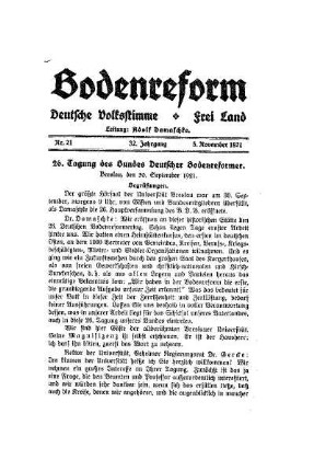 26. Tagung des Bundes Deutscher Bodenreformer