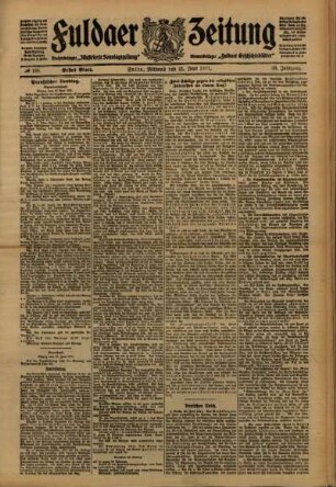 Erste Ausgabe vom Mittwoch, den 21. Juni 1911.