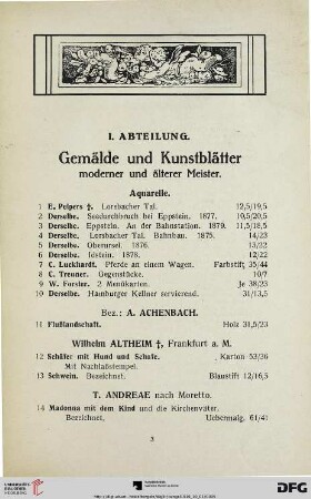 Gemälde und Kunstblätter (Nr. 1-229)