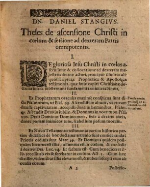 Theses de Ascensu Christi in coelum, et sessione ad dexteram Dei Patris omnipotentis