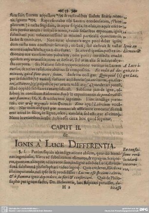 CAPUT II. de IGNIS A LUCE DIFFERENTIA.