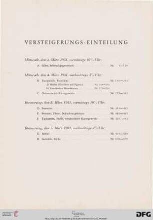 Versteigerungs-Einteilung