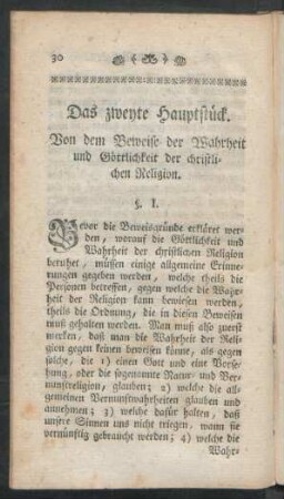 Das zweyte Hauptstück. Von dem Beweise der Wahrheit und Göttlichkeit der christlichen Religion.
