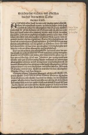 Welches die rechten und Edelsten bücher des newen Testaments seind.
