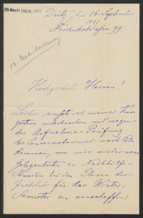 Brief an B. Schott's Söhne : 16.09.1887