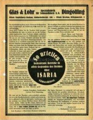 So urteilen bedeutende Betriebe in allen Gegenden des Reiches über Isaria Sämaschinen