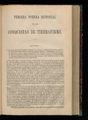 Tercera noticia historial de las conquistas de Tierra Firme.