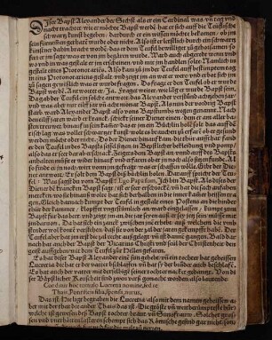 Einblattdruck (unvollständig): Von Papst Alexander VI. und seiner Tochter Lukretia (Harms II,13, Fassung a)