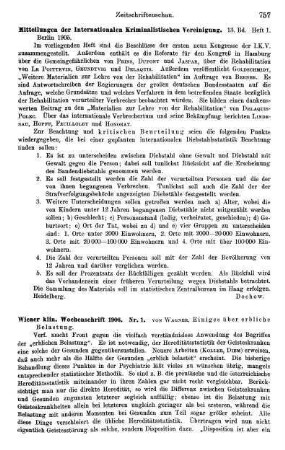 757, Mitteilungen der Internationalen Kriminalistischen Vereinigung. 13 Bd. Heft 1