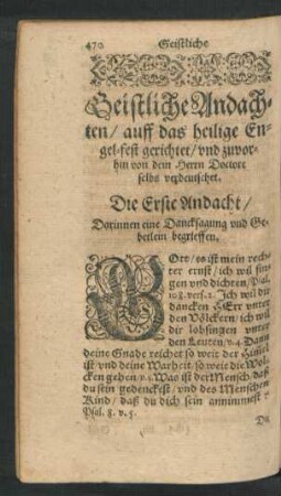 Geistliche Andachten/ auff das heilige Engel-fest gerichtet ...