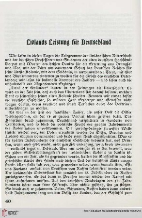 Livlands Leistung für Deutschland