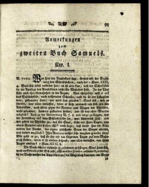 Anmerkungen zum zweiten Buch Samuels. Cap. I. - Cap. XXIV.