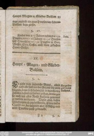 XV. Haupt- Magen- und Glieder-Balsam.