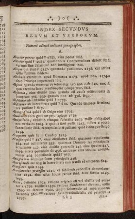 Index Secvndvs Rervm Et Verborvm.