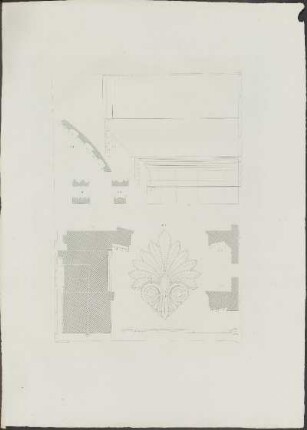 Pl. 6. F. IV. Coupe de la corniche au bas du fronton.