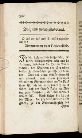 Zwey und zwanzigstes Stück.