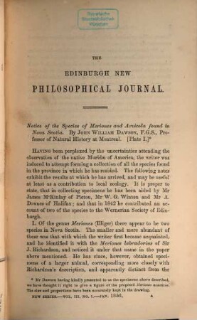 The Edinburgh new philosophical journal. 3, 3. 1856