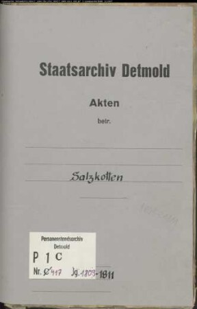 Belegakten zu den Heiraten der katholischen Gemeinde Salzkotten, Kreis Büren (1809-1811)