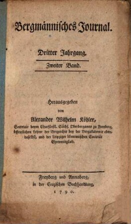 Bergmännisches Journal. 3,2. 1790, St. 12 (Dez.)