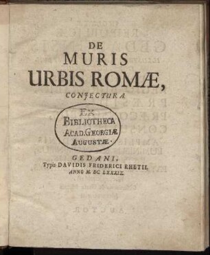 De Muris Urbis Romae Coniectura